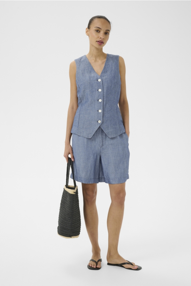 Part Two blauwe dames gilet | Model