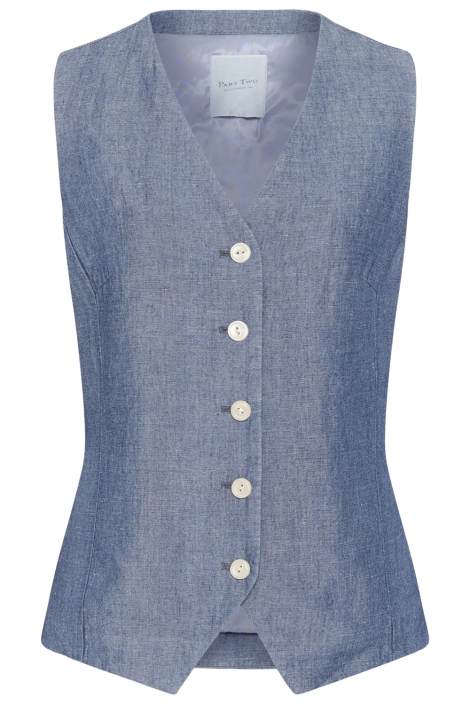 Part Two blauwe dames gilet | Vooraanzicht