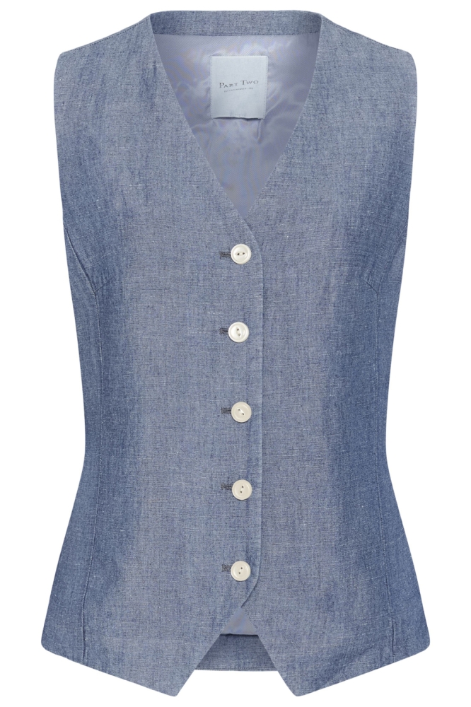 Part Two blauwe dames gilet | Vooraanzicht