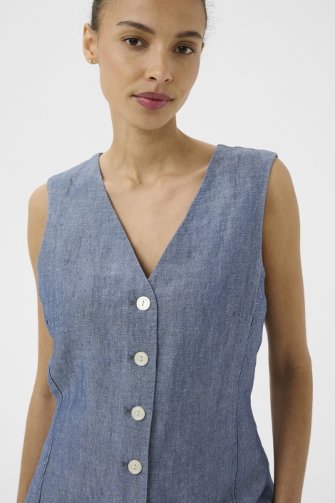 Part Two blauwe dames gilet | Close up
