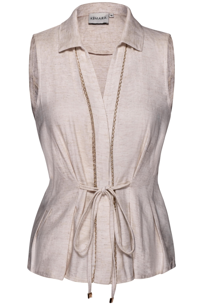 Kimara beige dames gilet | Vooraanzicht