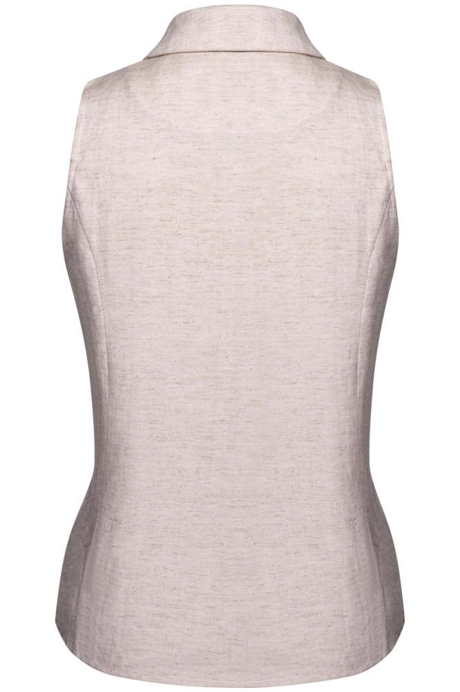Kimara beige dames gilet | Achteraanzicht