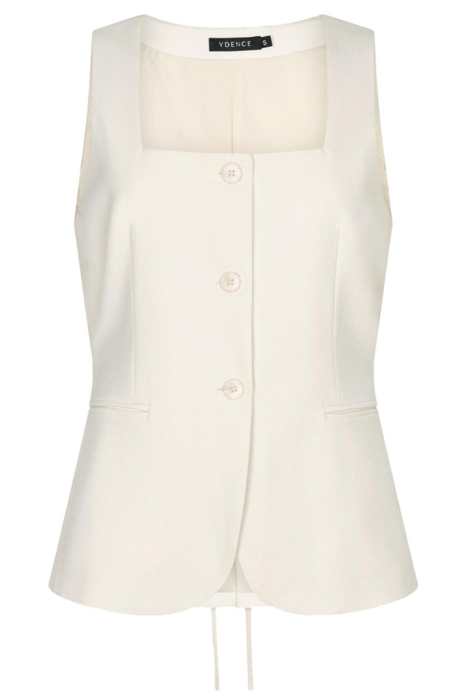 Ydence ecru dames gilet | Vooraanzicht
