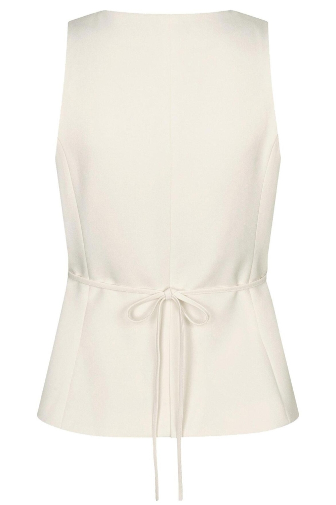 Ydence ecru dames gilet | Achteraanzicht