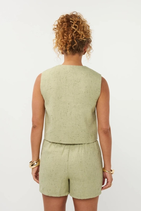 Ydence groene dames gilet | Model achteraanzicht