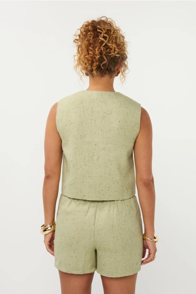 Ydence groene dames gilet | Model achteraanzicht