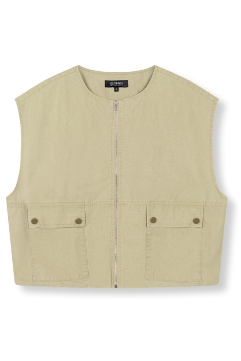 Refined Department groene dames gilet | Vooraanzicht