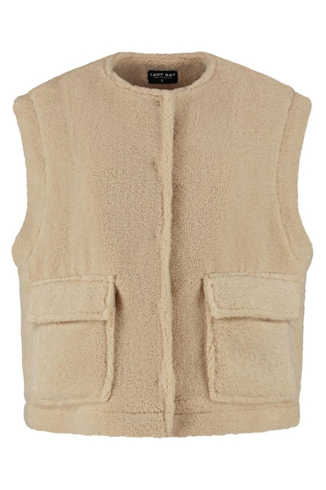 Lady Day beige dames gilet | Vooraanzicht