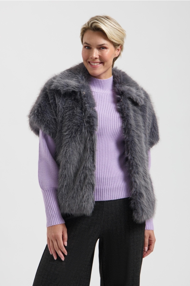 Lady Day grijze dames gilet | Model vooraanzicht