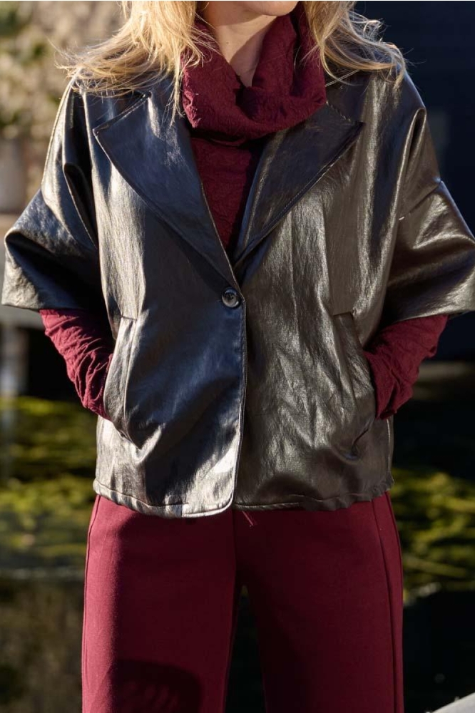 FOS Amsterdam bruine dames blazer | Close up