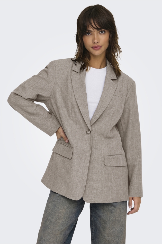 Only beige dames blazer | Model vooraanzicht