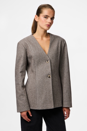 Pieces PCRILEY LS BLAZER 17161589 HOT FUDGE/MELANGE