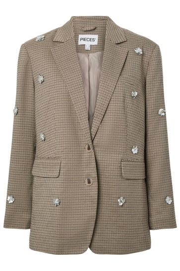 Pieces PCKAMIL CHECK SEQUIN BLAZER 17166524 HOT FUDGE/CHECKS