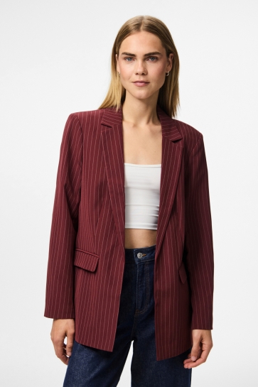 Pieces Blazer PCBOZZY LS LOOSE STRIPED BLAZER NOO 17130374 Tawny Port/PINSTRIPE