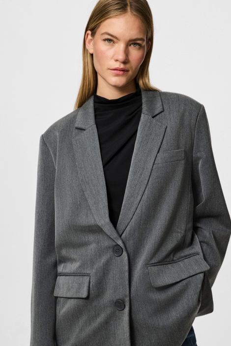 Pieces grijze dames blazer | Close up