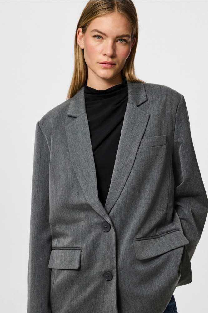 Pieces grijze dames blazer | Close up
