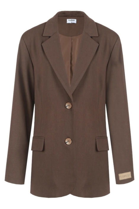 Fluresk bruine dames blazer | Vooraanzicht