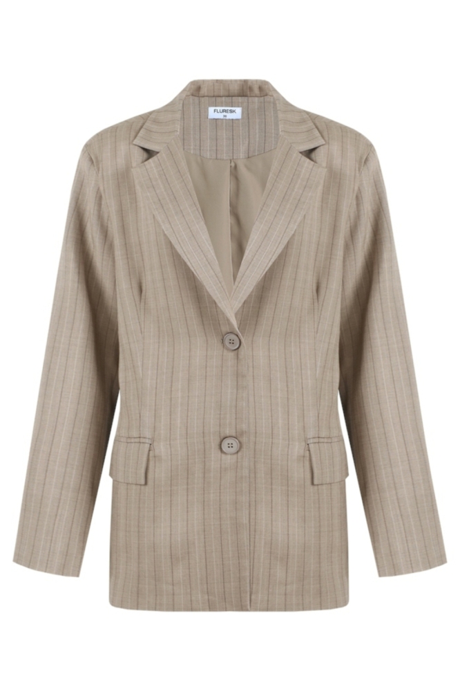 Fluresk bruine dames blazer | Vooraanzicht