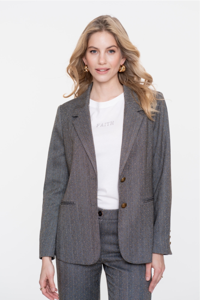 Geisha grijze dames blazer | Model vooraanzicht