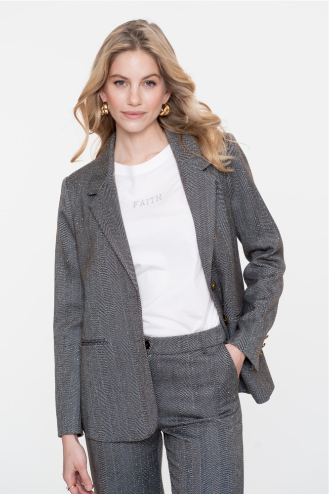 Geisha grijze dames blazer | Model vooraanzicht