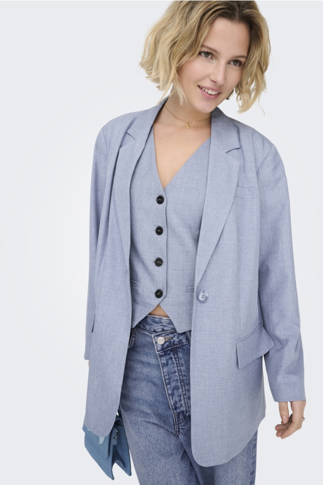 Only blauwe dames blazer | Model vooraanzicht