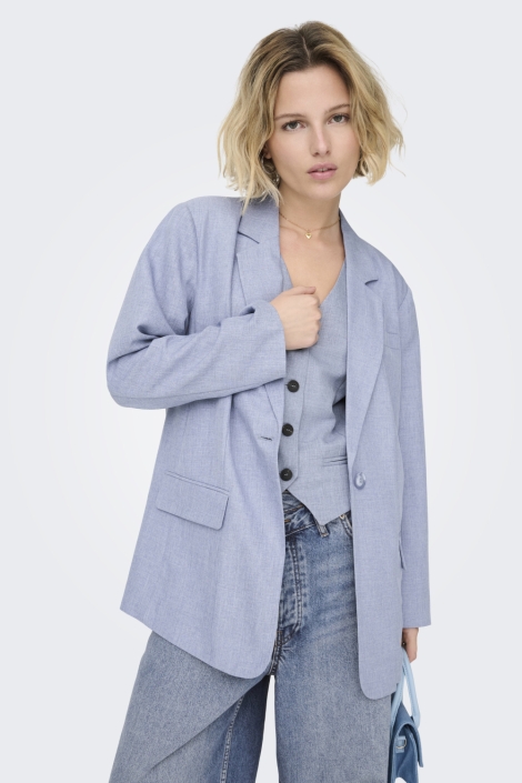 Only blauwe dames blazer | Model vooraanzicht