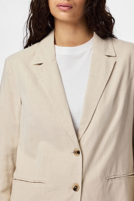 Pieces beige dames blazer | Close up