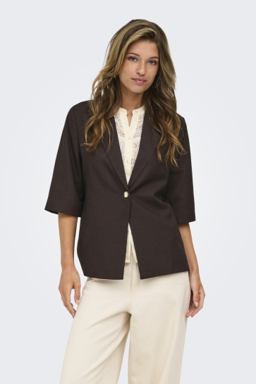 Only Blazer ONLBAIA 2/4 LINEN BL BLAZER TLR 15374598 Coffee Bean