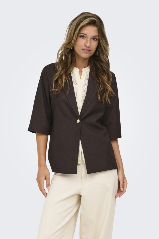 Only bruine dames blazer | Model vooraanzicht