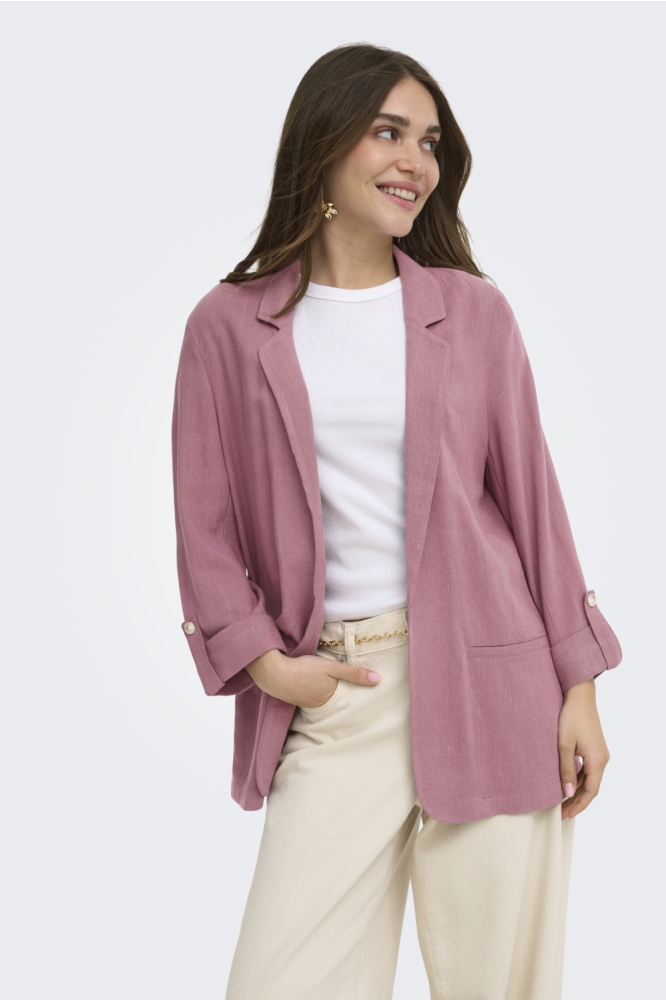 Only roze dames blazer | Model vooraanzicht