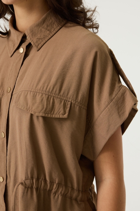 Garcia taupe dames blouse | Close up