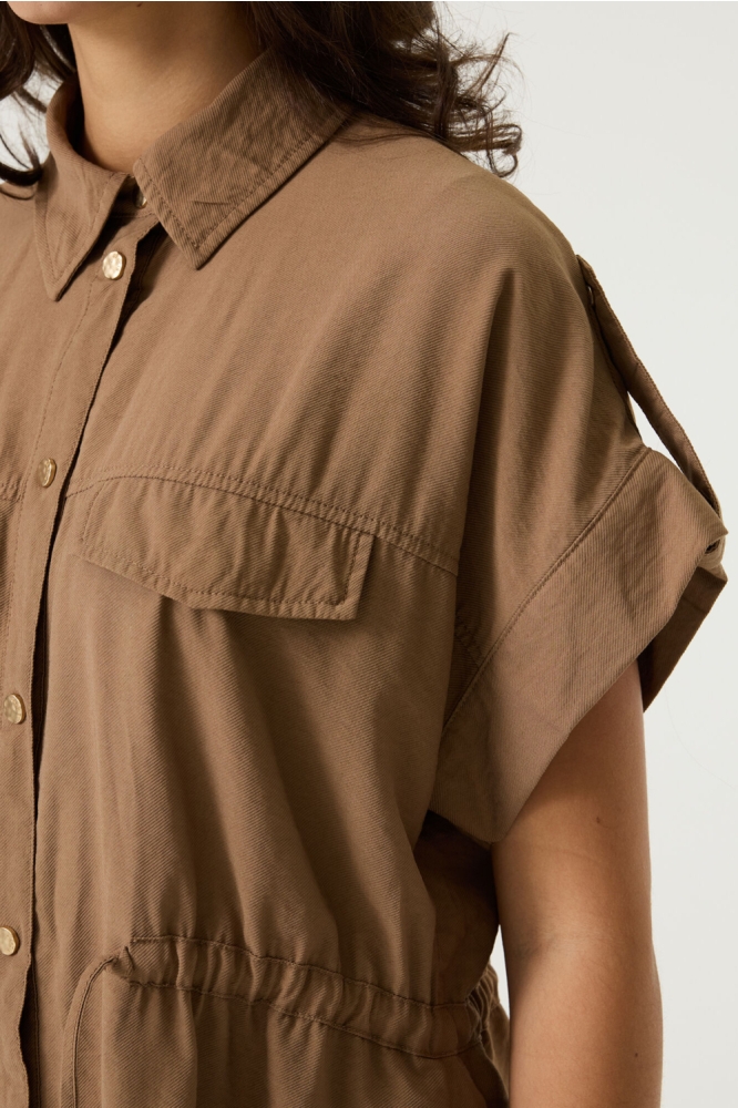 Garcia taupe dames blouse | Close up