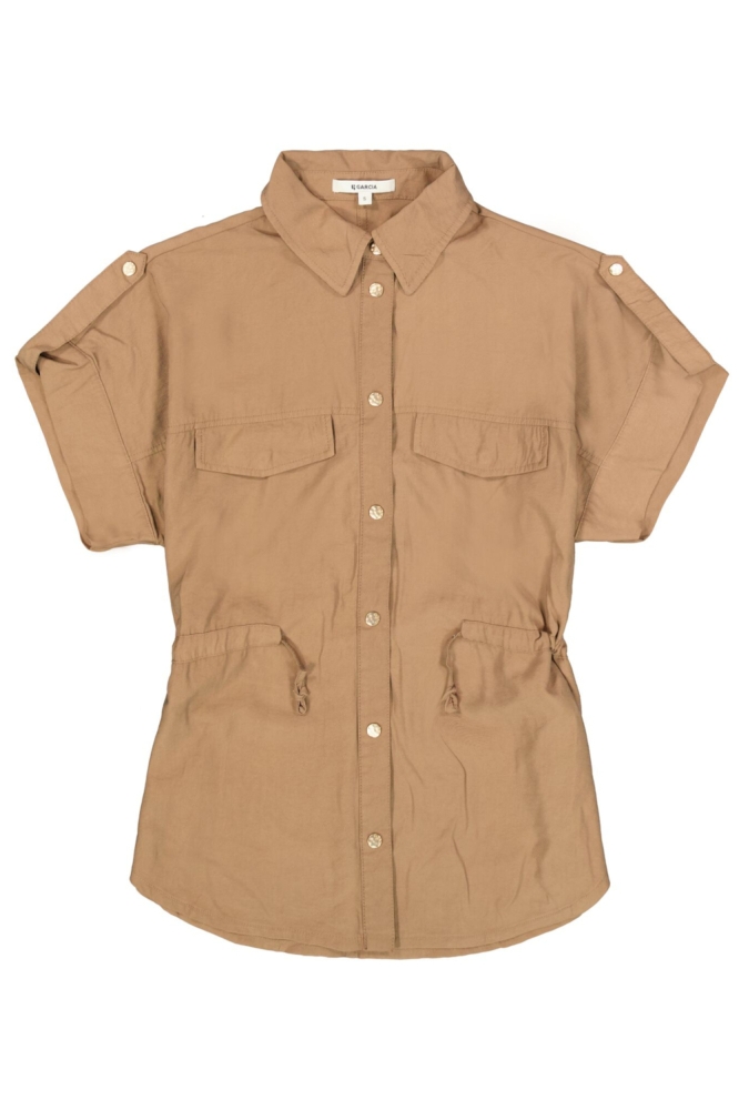 Garcia taupe dames blouse | Vooraanzicht