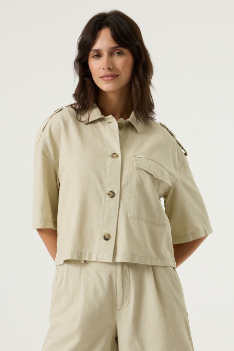 Garcia groene dames blouse | Model vooraanzicht