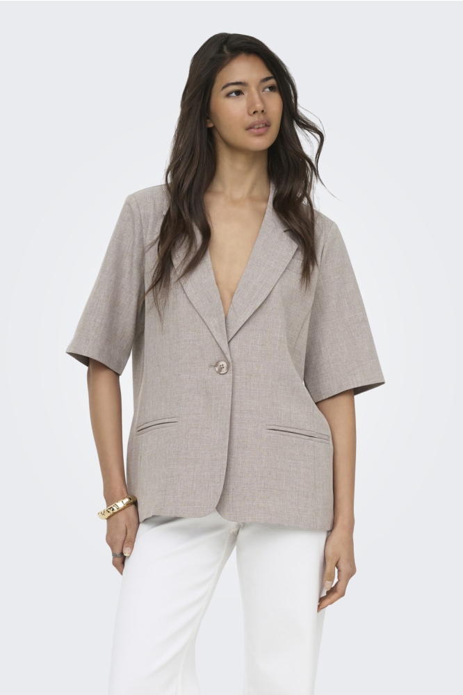 Only taupe dames blazer | Model vooraanzicht
