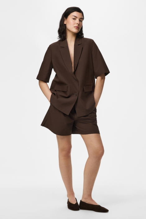 Pieces bruine dames blazer | Model vooraanzicht