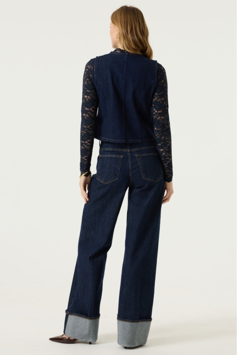Garcia blauwe dames gilet | Model achteraanzicht