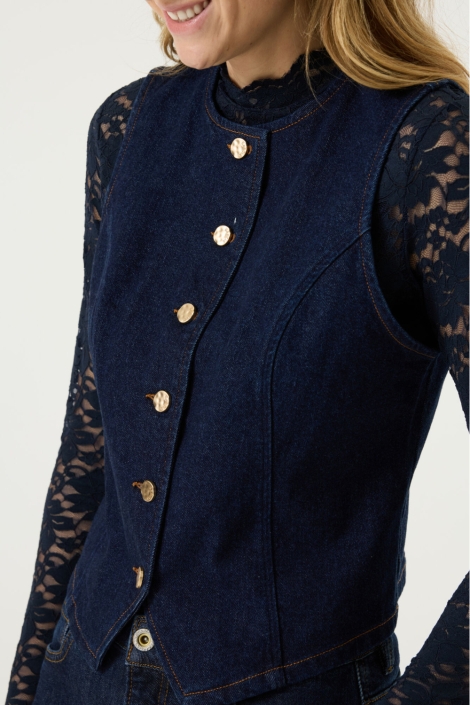 Garcia blauwe dames gilet | Close up