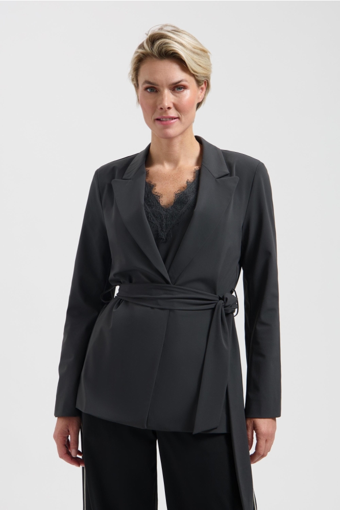 Lady Day grijze dames blazer | Model vooraanzicht