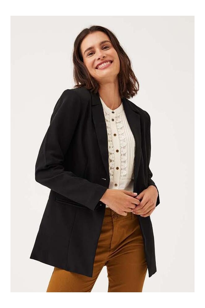 Freequent zwarte dames blazer | Model vooraanzicht