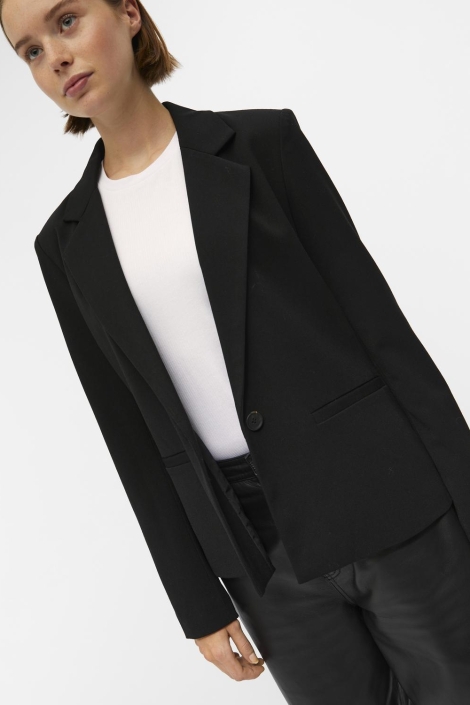 Object zwarte dames blazer | Model vooraanzicht
