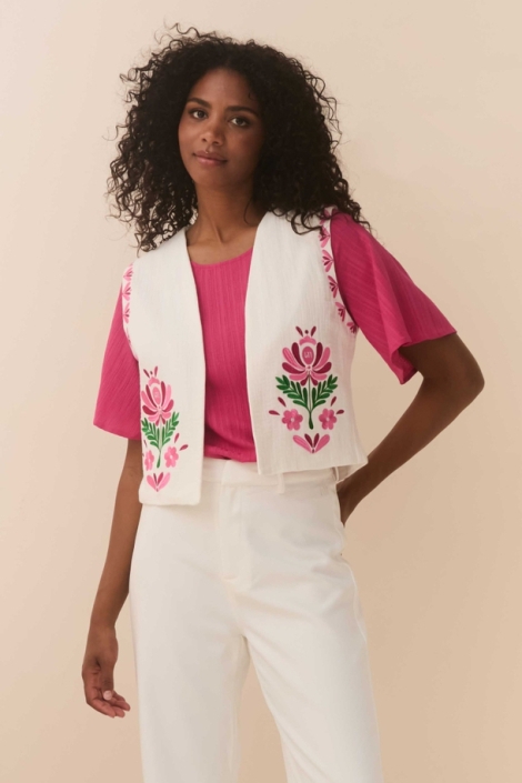 Lofty Manner witte dames gilet | Model vooraanzicht