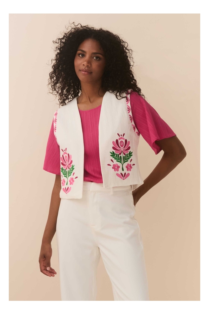 Lofty Manner witte dames gilet | Model vooraanzicht