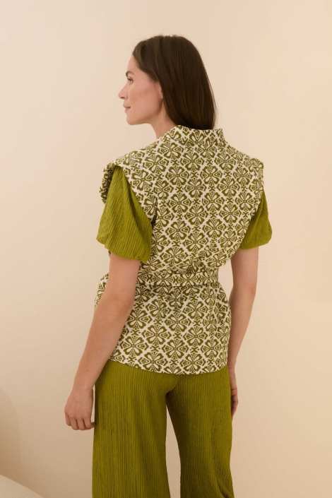 Lofty Manner groene dames gilet | Model achteraanzicht