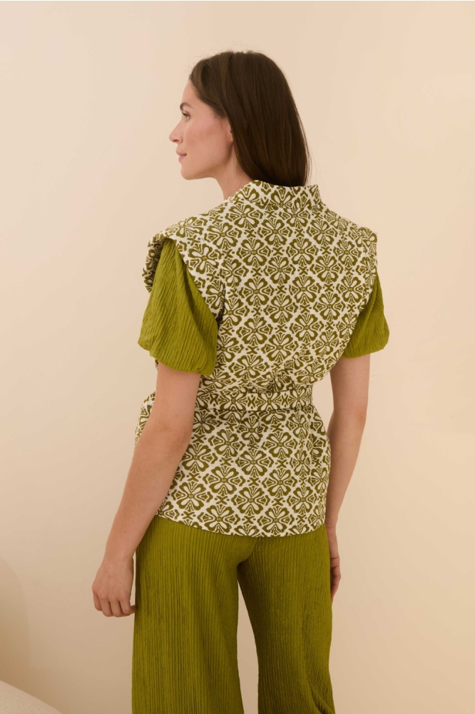 Lofty Manner groene dames gilet | Model achteraanzicht