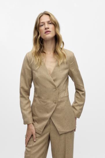 Object Blazer OBJBEA L/S RE BLAZER 140 23048006 Tannin/Black Melange