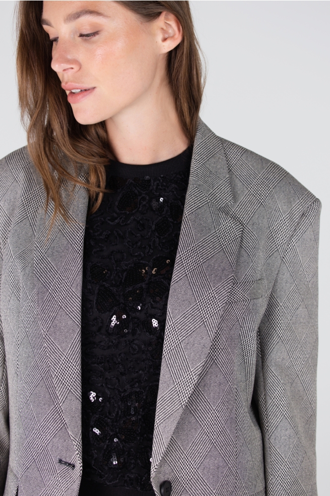 Juffrouw Jansen zwarte dames blazer | Close up