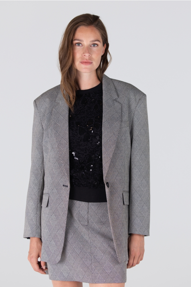 Juffrouw Jansen zwarte dames blazer | Model vooraanzicht