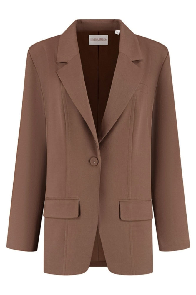 Studio Amaya bruine dames blazer | Vooraanzicht