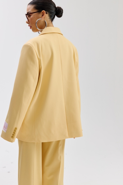 Harper & Yve gele dames blazer | Model achteraanzicht